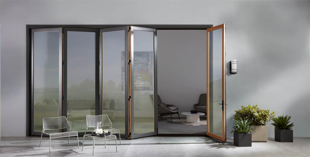 High end simple style villa patio aluminium slim frame security bifold door