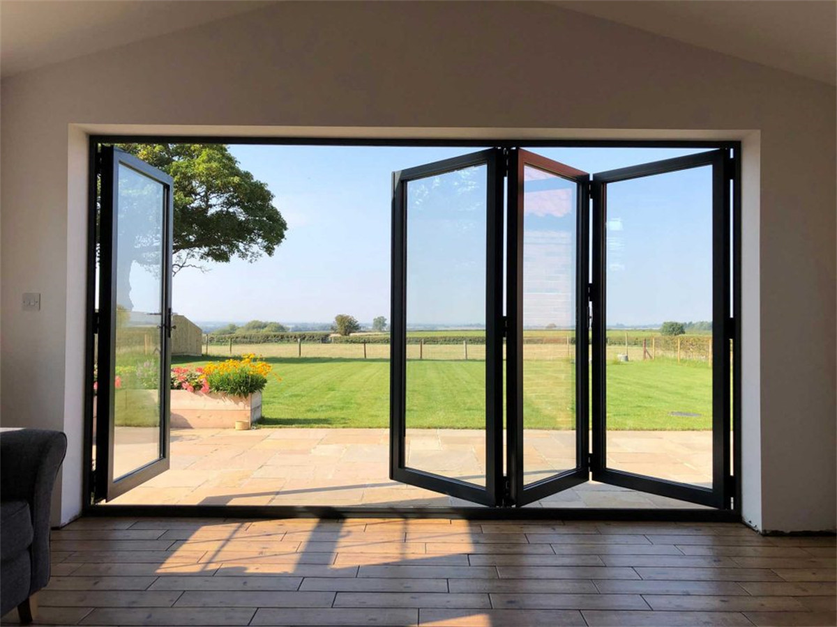 Villa aluminium profile folding door double glazed exterior patio bifold door