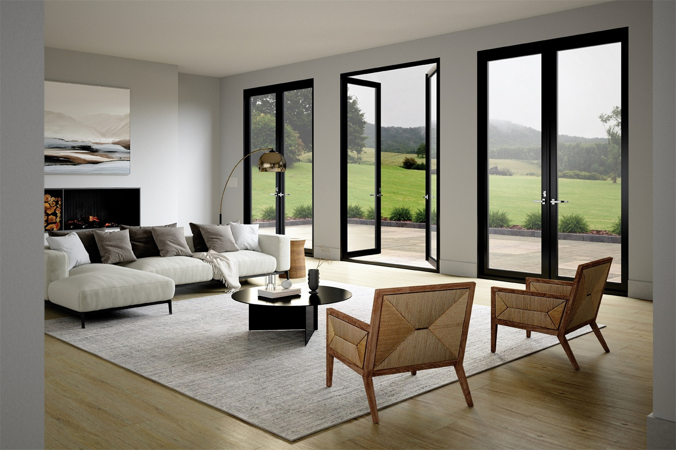 New design modern style villa aluminium double glass soundproof sliding casement door