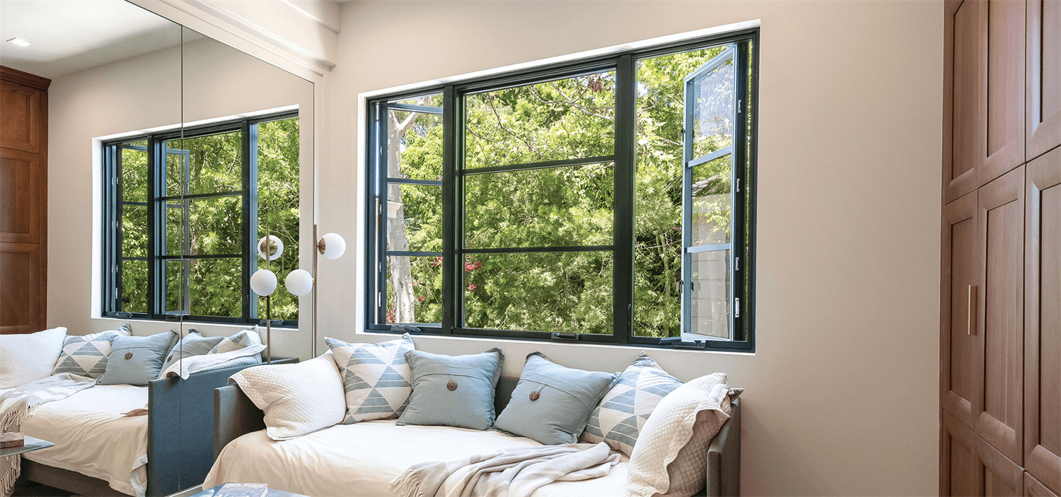 Villa living room aluminium tempered glass insulated new casement windows