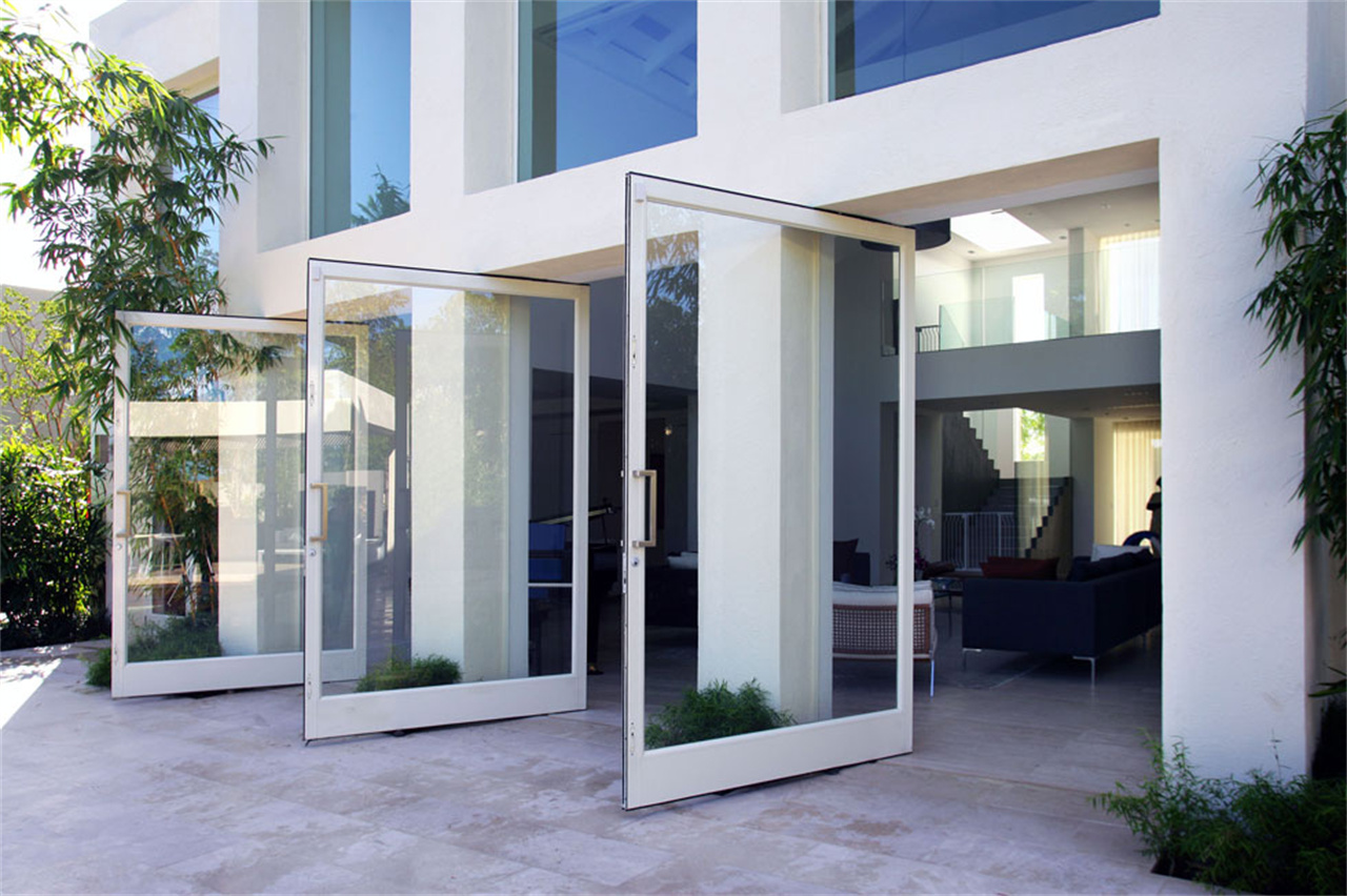 Villa aluminum alloy tempered glass hurricane proof exterior pivot front entry door