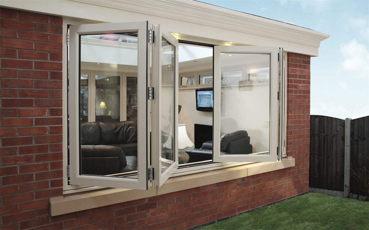 Custom home aluminium double glass bifolding window for exterior kitchen