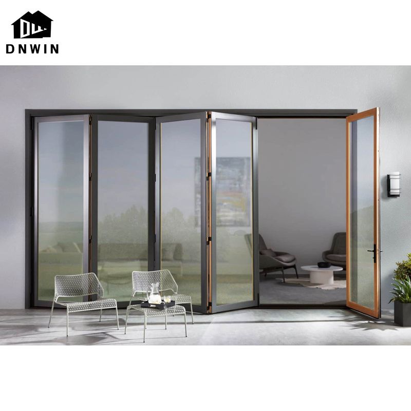Custom American Style Veranda Aluminum Soundproof Low-e Glass Folding Doors
