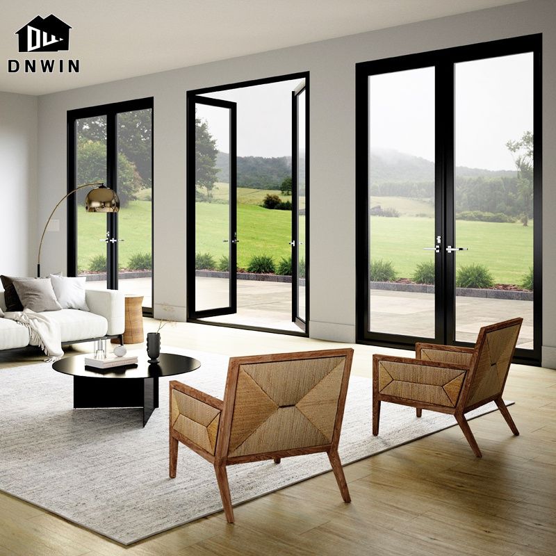 Modern Style Living Room Narrow Frame Aluminium Interior Double Glass Casement Door