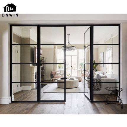 Modern Style Living Room Narrow Frame Aluminium Interior Double Glass Casement Door
