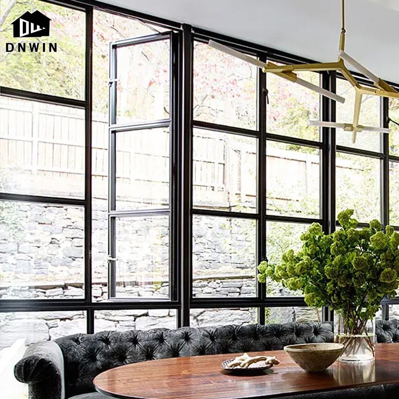 Apartment and Hotel Modern Style Aluminium Narrow Frame Tempered Glass Casement Window