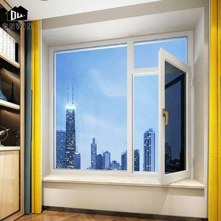 American Style Villa Modern Aluminium Slim Frame Tempered Glass Tilt and Turn Window