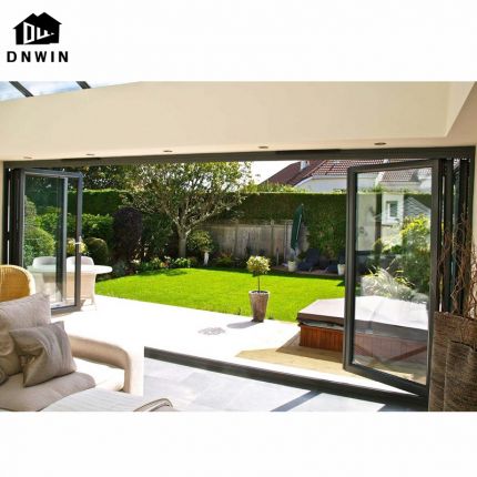 Latest modern design villa soundproof aluminum tempered glass bi folding patio doors