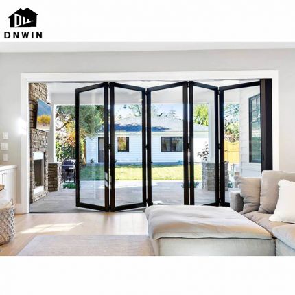 High quality aluminium tempered glass hurricane proof outdoor patio folding door for houses