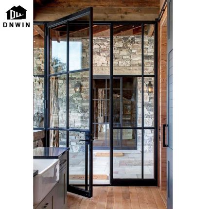 New style high quality villa interior tempered glass aluminum grill swing casement door