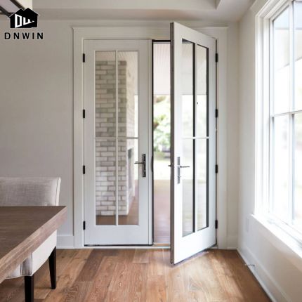Modern style high end villa interior double glass soundproof aluminum grill swing casement door