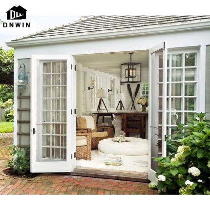 Popular style aluminium frame tempered glass casement patio doors for house