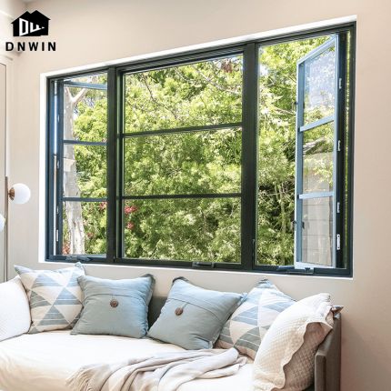 Latest style villa aluminium tempered glass exterior insulated double casement windows