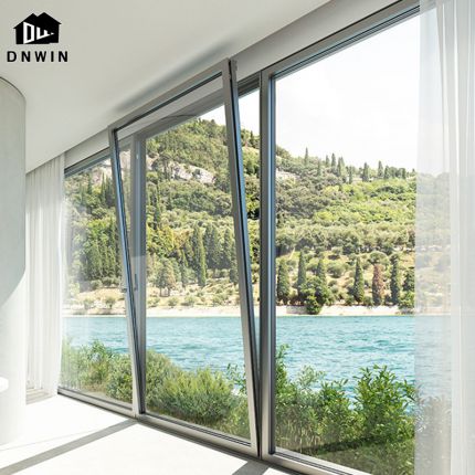 Latest design high quality aluminium double glass waterproof tilt turn window inward open inverted windows