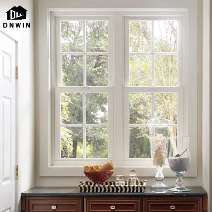 High end American style aluminium tempered glass insulated double hung windows