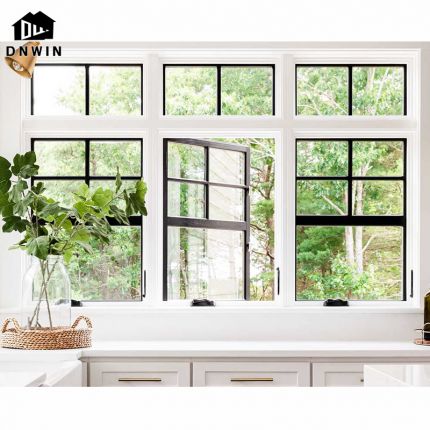 New style high quality villa aluminium horizontal small crank swing french windows