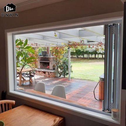 Villa aluminum frame tempered glass hurricane proof simple folding window