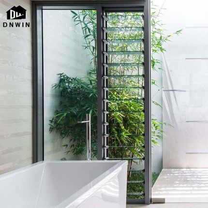 Factory customized modern design aluminium bathroom adjustable glass louver windows