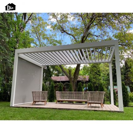 Latest design high quality villa exterior free standing aluminium pavilion with electric louvered roof